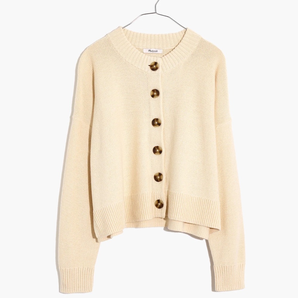 Madewell Broadway Cardigan Sweater in Muted Alabaster (Cream) XS